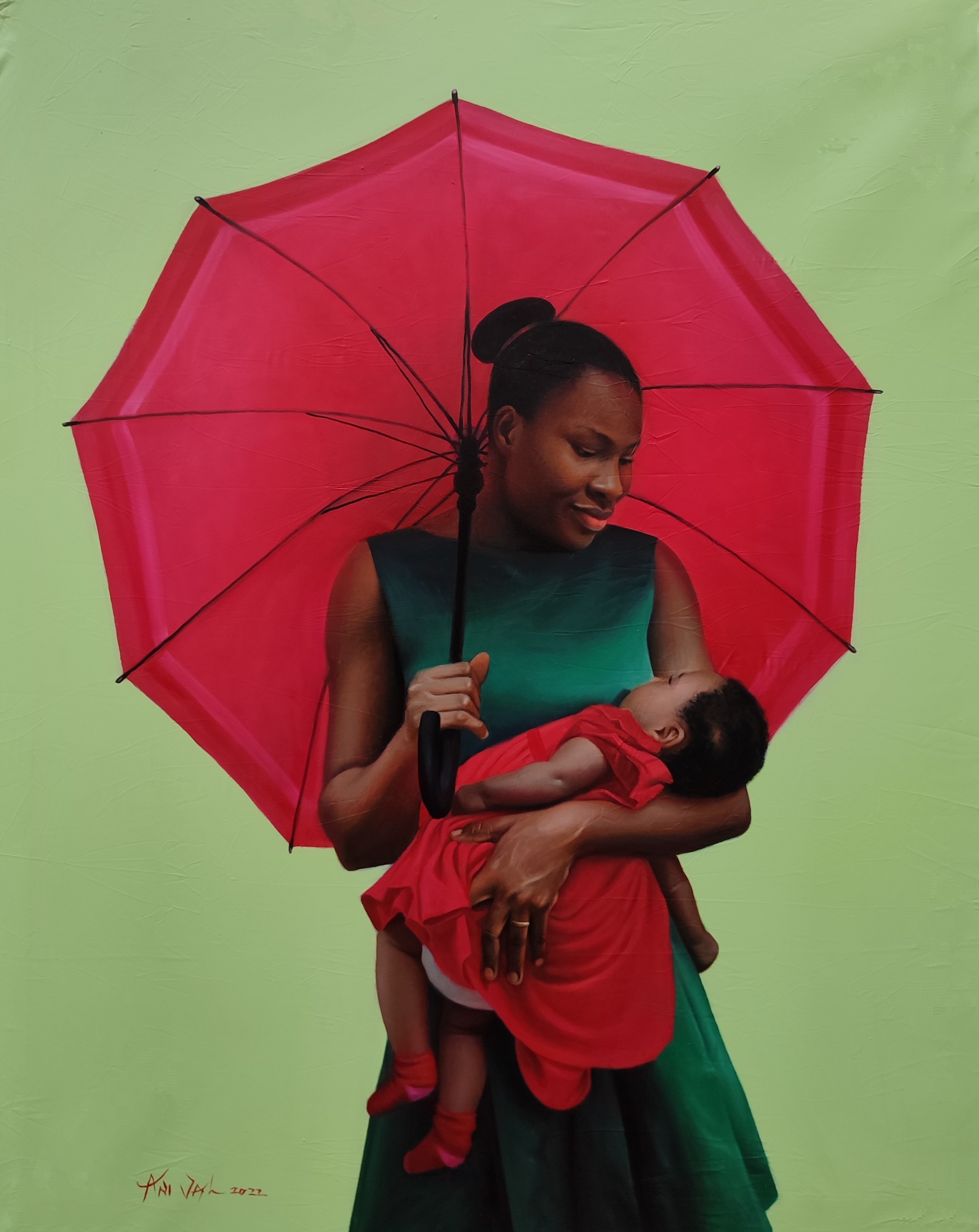 Ani Izuchukwu Valentine, First Fruit - 21st Century, Contemporary, Figurative Portrait, Mother and Child Ani Izuchukwu Valentine, First Fruit - 21st Century, Contemporary, Figurative Portrait, Mother and Child