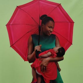 Gemälde, First Fruit - 21st Century, Contemporary, Figurative Portrait, Mother and Child, Ani Izuchukwu Valentine