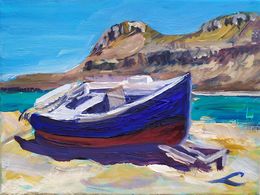 Gemälde, Balos beach boat, Painting, Oil on Canvas, Elena Sokolova