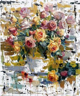 Gemälde, Bouquet with roses, Evgeny Chernyakovsky