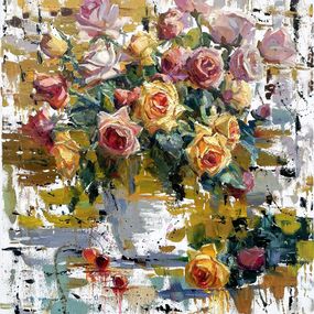 Gemälde, Bouquet with roses, Evgeny Chernyakovsky