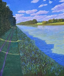 Painting, Light and shadow on the Mittelland Canal, Gary Westall