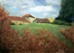 Gemälde, Old Stone Farmhouse with outbuildings France, Gav Banns