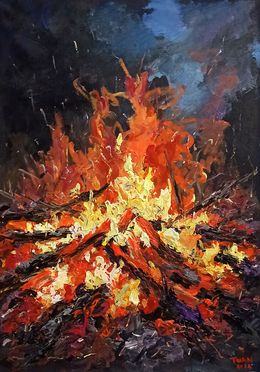 Painting, Warm winter fire, Le anh Tuan
