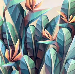 Peinture, Tropical flowers strelitzia, Maria Tuzhilkina