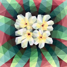 Painting, White abstract tropical flowers, Maria Tuzhilkina