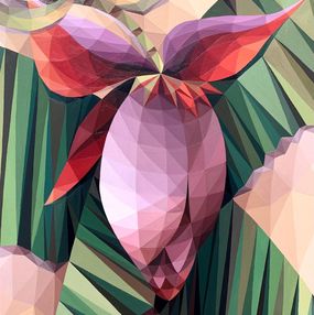 Peinture, Geometrical landscape with banana flower, Maria Tuzhilkina
