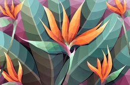 Painting, Strelitzia fire flower, Maria Tuzhilkina