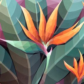 Peinture, Strelitzia fire flower, Maria Tuzhilkina