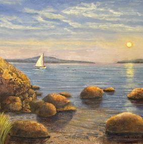 Gemälde, Golden Hour on the Lake, Mark Hunter