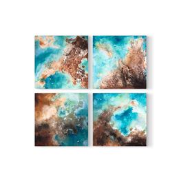 Peinture, Azure sea, quadriptych, Natalia Korneeva (Natiko)