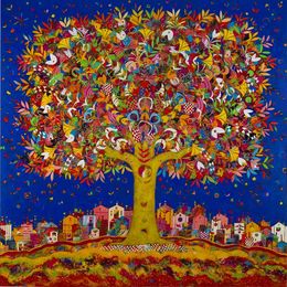Painting, Arbre de vie de nuit, Jean-francois Larrieu