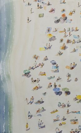 Peinture, Bronzette - scène de plage - série paysage marin, Gabrielle