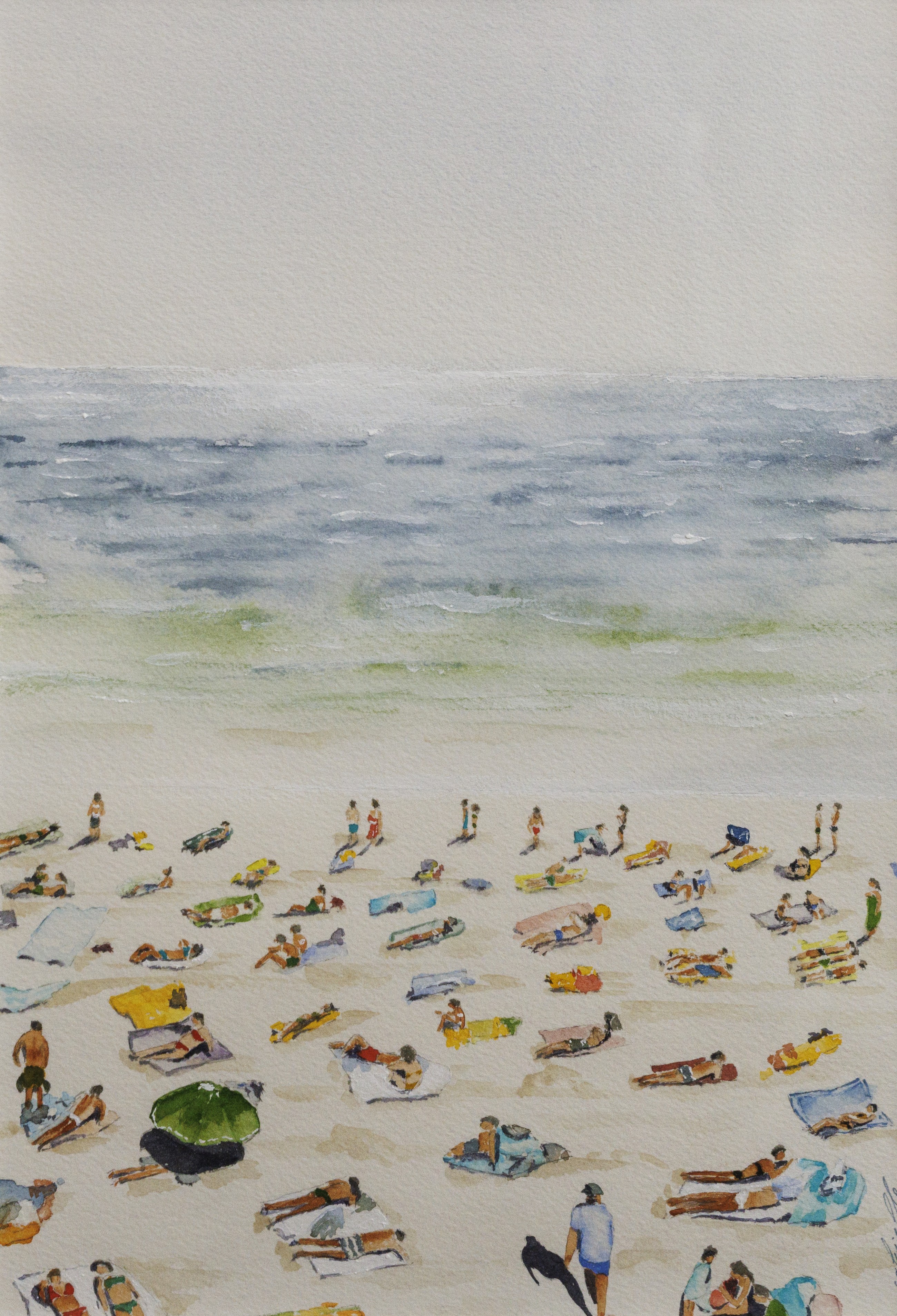 Gabrielle, Serrés - Scène de foule à la plage. série paysage marin Gabrielle, Serrés - Scène de foule à la plage. série paysage marin