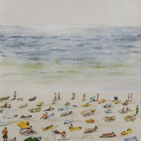 Gemälde, Serrés - Scène de foule à la plage. série paysage marin, Gabrielle