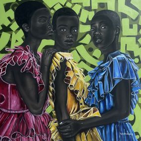 Peinture, Soul Sister 2 - 21st Century, Contemporary, Portrait, Women, Love, Africa, Face, Oluwafemi Akanmu