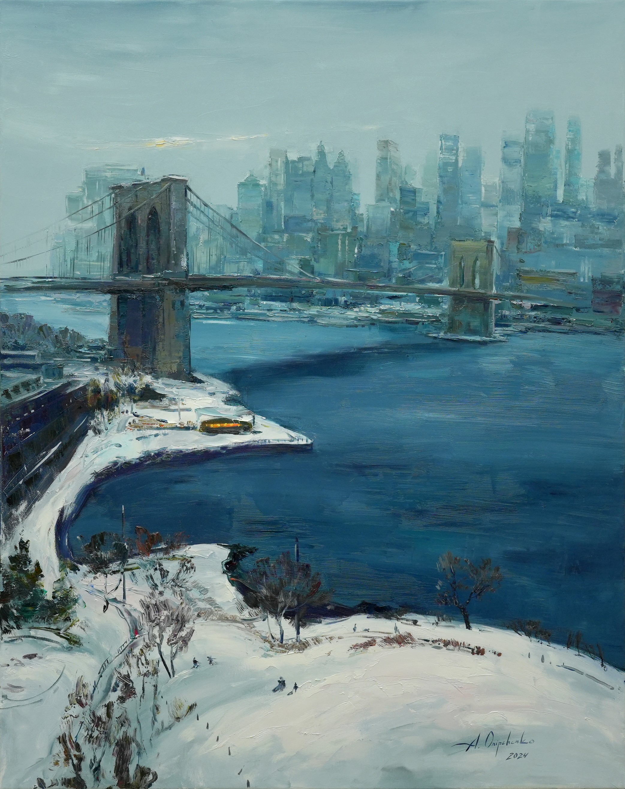 Alisa Onipchenko-Cherniakovska, Brooklyn Bridge with a Winter Mood Alisa Onipchenko-Cherniakovska, Brooklyn Bridge with a Winter Mood