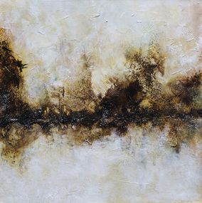 Gemälde, Brume sur le lac - Eau et nature - série paysage, Claudine Laurent dite Morgane