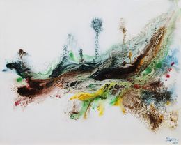Gemälde, La valse des poissons - Paysage marin abstrait, Claudine Laurent dite Morgane