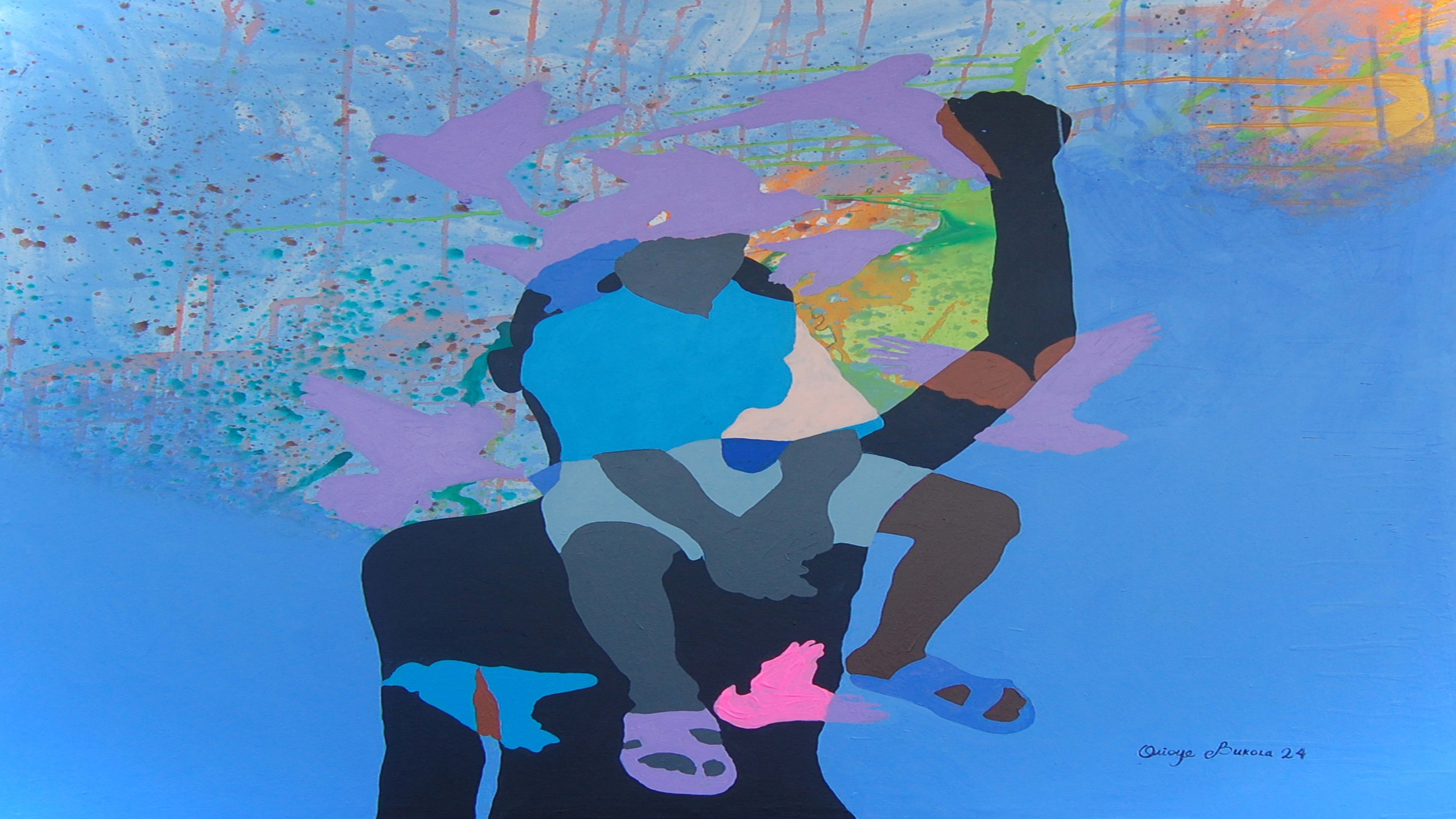 Orioye Samuel, Feelings 1 - 21st Century, Contemporary Figurative, Colourful, Silhouette, Africa Orioye Samuel, Feelings 1 - 21st Century, Contemporary Figurative, Colourful, Silhouette, Africa