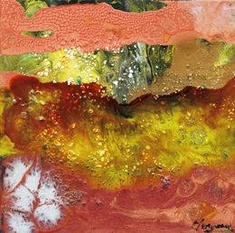 Gemälde, Composition abstraite matiériste, Claudine Laurent dite Morgane
