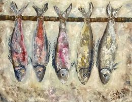 Gemälde, Cinq poissons secs, ShuJie Wang