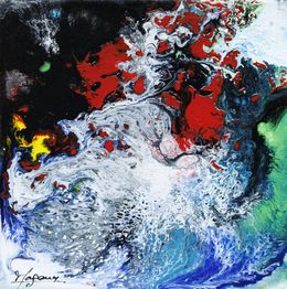 Gemälde, Vue du ciel - Paysage abstrait entre terre et mer, Claudine Laurent dite Morgane
