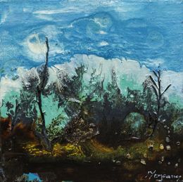 Gemälde, Composition abstraite - Paysage entre terre et mer, Claudine Laurent dite Morgane