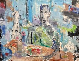 Gemälde, Repas avec mes chiens, ShuJie Wang