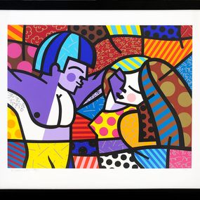 Print, First Love (large framed hand signed screen print), Romero Britto