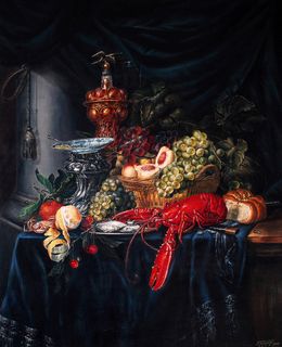 Gemälde, Still Life with a Golden Cup (Copy of painting by Pieter de Ring), Bulat Valeriy