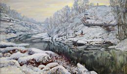 Gemälde, Winter on the River, Pavlenko Leonid
