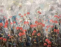 Gemälde, Champ de fleurs rouges, ShuJie Wang