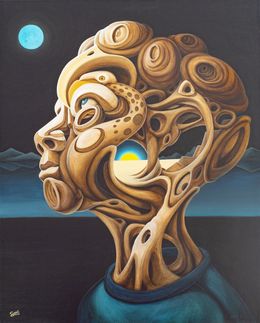Peinture, Nuit de lame - série portrait onirique et surréalisme, Samuel Boudaud