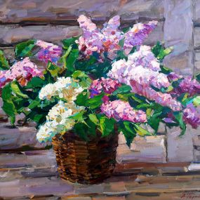 Painting, Basket with lilac, Pereta Vyacheslav