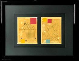 Peinture, House & Hummingbird (unique set of 2 collages), Donald Baechler