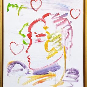 Gemälde, Profile with Three Hearts, Peter Max