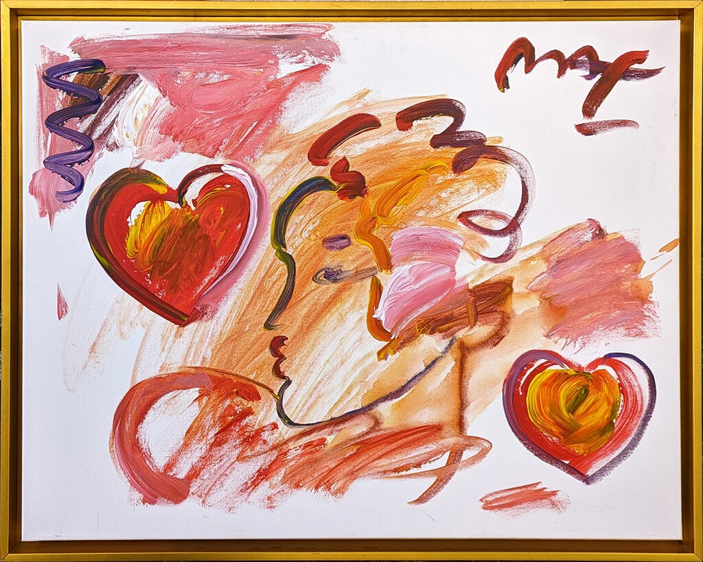 Peter Max, Profile with Red Hearts Peter Max, Profile with Red Hearts
