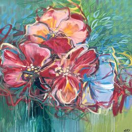 Painting, Le temps des Hibiscus… (Jardin secret), Olivier Messas