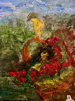 Painting, Oiseau sur un panier, Julien Danaux