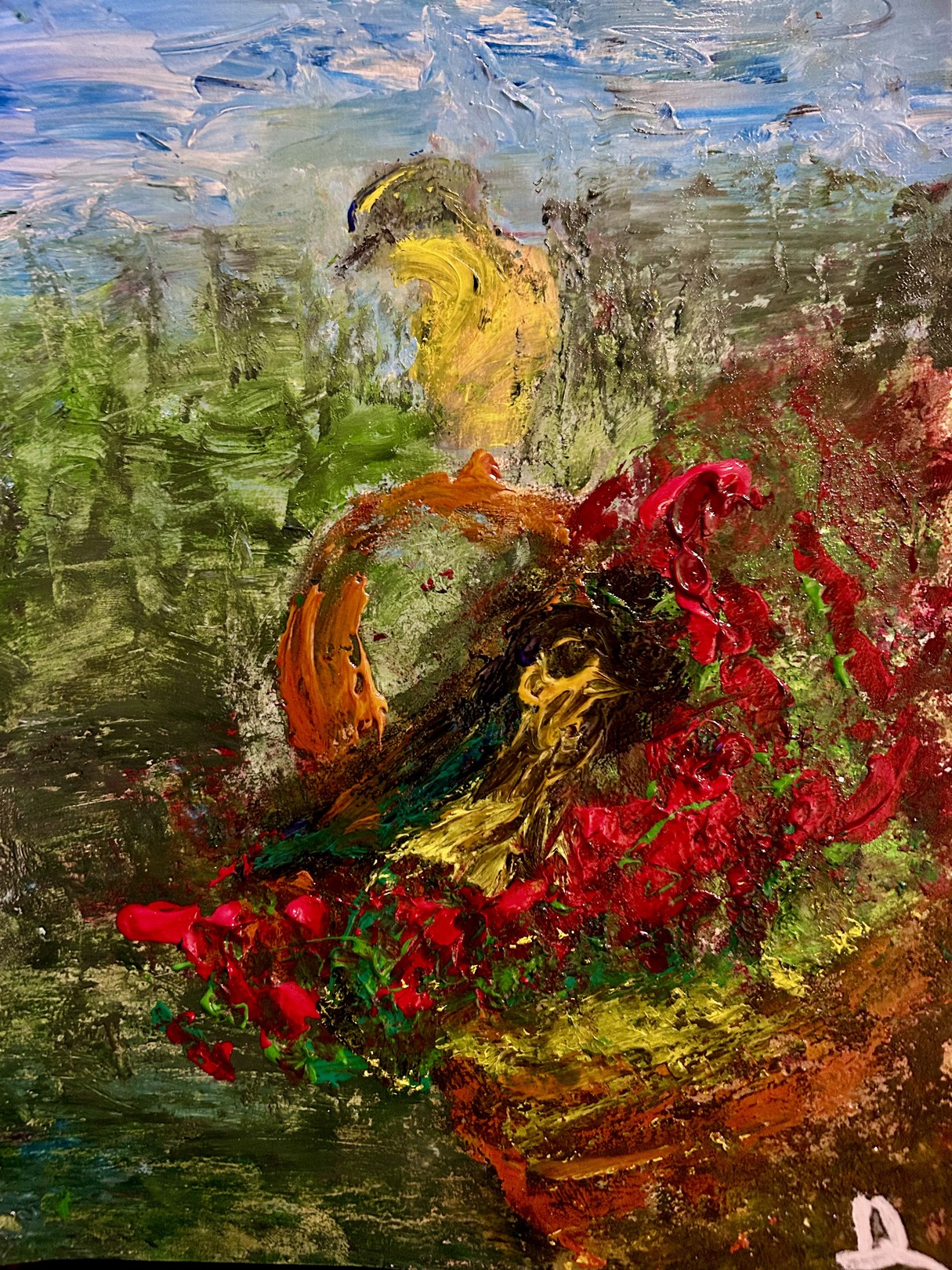 Julien Danaux, Oiseau sur un panier Julien Danaux, Oiseau sur un panier