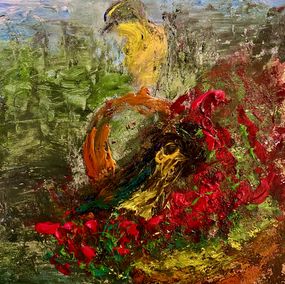 Gemälde, Oiseau sur un panier, Julien Danaux