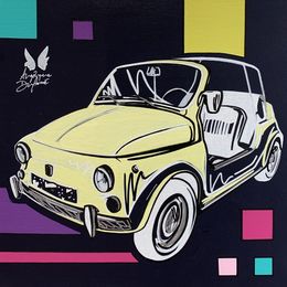 Painting, Ma voiture à la plage, Angélique Dufossé