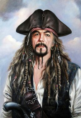 Gemälde, Self-portrait as Jack Sparrow (Series Where does all this rum always disappear to?), Bulat Valeriy