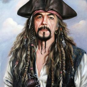 Painting, Self-portrait as Jack Sparrow (Series Where does all this rum always disappear to?), Bulat Valeriy