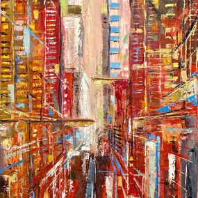 Gemälde, Hong Kong in red, ShuJie Wang