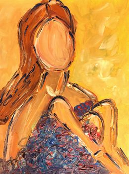 Gemälde, Woman in a blue dress, Natalya Mougenot