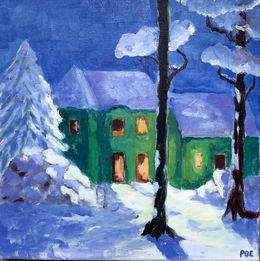 Painting, Les maisons vertes, Odile Pinto-Corbin