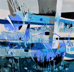 Painting, Two sistermoons, Pol Ledent