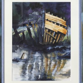 Gemälde, Reflets-2712 - Série bateaux échoués, Claude Vergnaud dit Klod